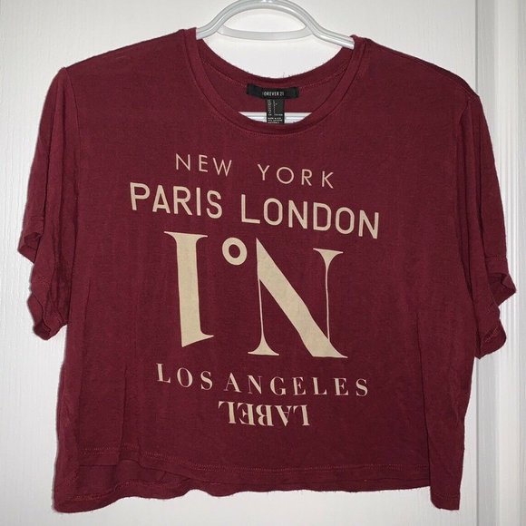 FOREVER 21 Women’s Graphic Crop Top Large Size - Picture 1 of 3